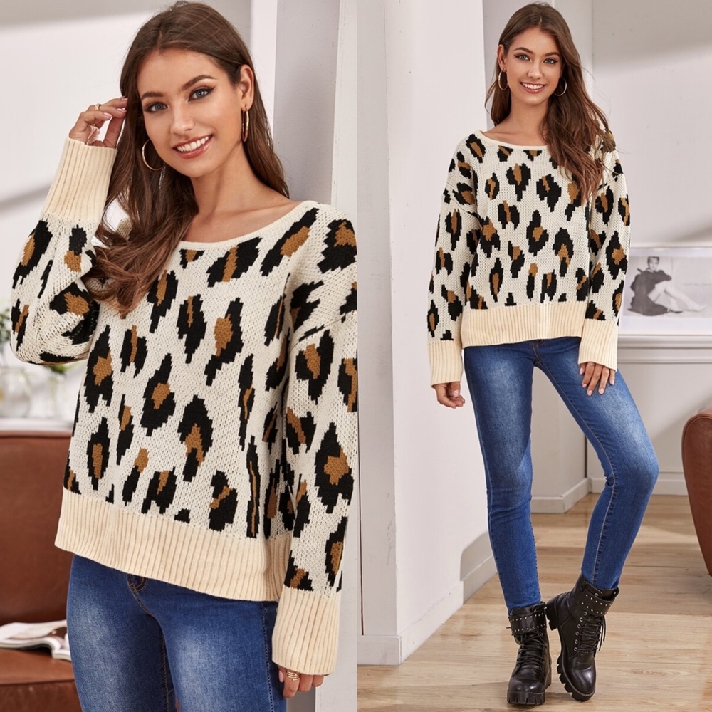 BONNIE Leopard Print Open Back sweater - Picture 2 of 2